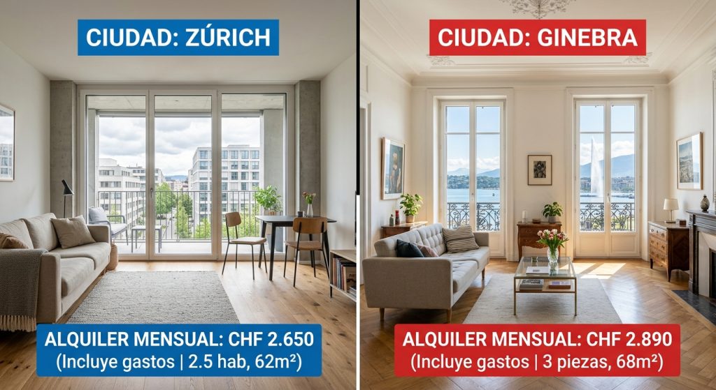 Comparativa de precios de alquiler entre Zúrich y Ginebra